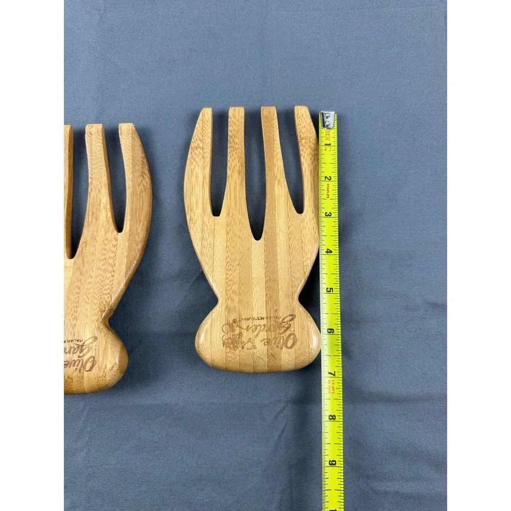 Olive Garden Salad Servers Tongs Set of 2 Natural Wood Kitchen Utensil